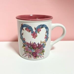 Vintage 80s retro coquette pink floral heart mug